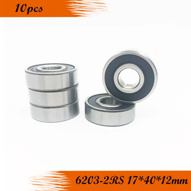 

10pcs/Lot 6203-2RS 6203 RS 17x40x12mm Rubber Sealed Deep Groove Ball Bearing Miniature Bearing