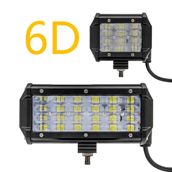 

6000K 6D Lens Led Light Bar 12V 24V Spot Beam Projector Led Work Light for Off road 4x4 Vehicle Truck Boat 144W 72W 4'' 7''