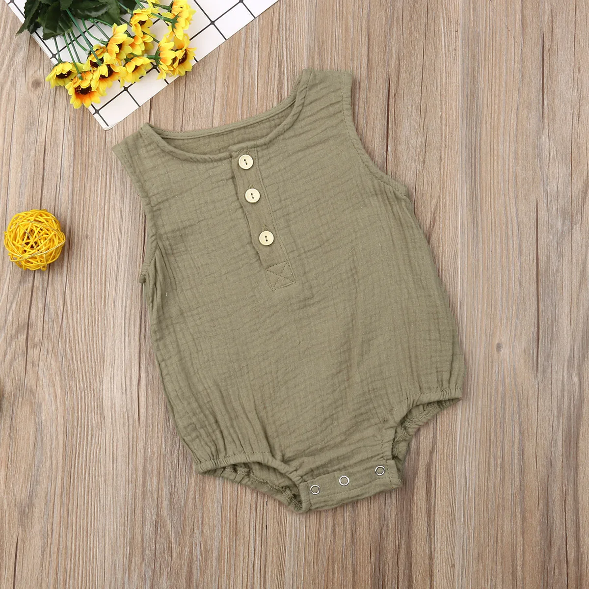 Toddler Baby Boys Girls Kid Sleeveless Cotton Bodysuits Jumpsuit Outfit Summer Clothes 0-12 M 4Color