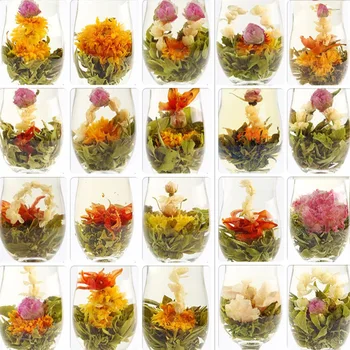 

China Blooming Tea Green Tea Ball Artistic Blossom Flowers Tea16 Pieces 16 Kinds Chinese Blooming Flower Tea