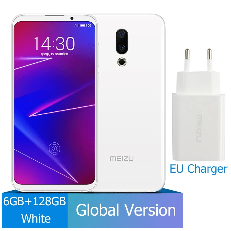 Meizu 16, 6 ГБ, 128 ГБ, глобальная версия, мобильный телефон Snapdragon 710, четыре ядра, 6 дюймов, FHD, 2160x1080 P, двойная задняя камера, аккумулятор 3100 мАч - Цвет: 16 6G 128G White