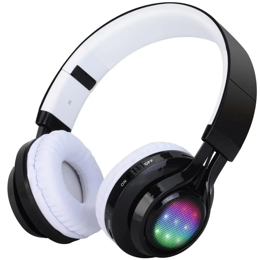 Мода Bluetooth игровая повязка AB005 для спорта беспроводная гарнитура Поддержка FM TF светодиодный светильник bluetooth наушники с микрофоном - Цвет: Black white with box