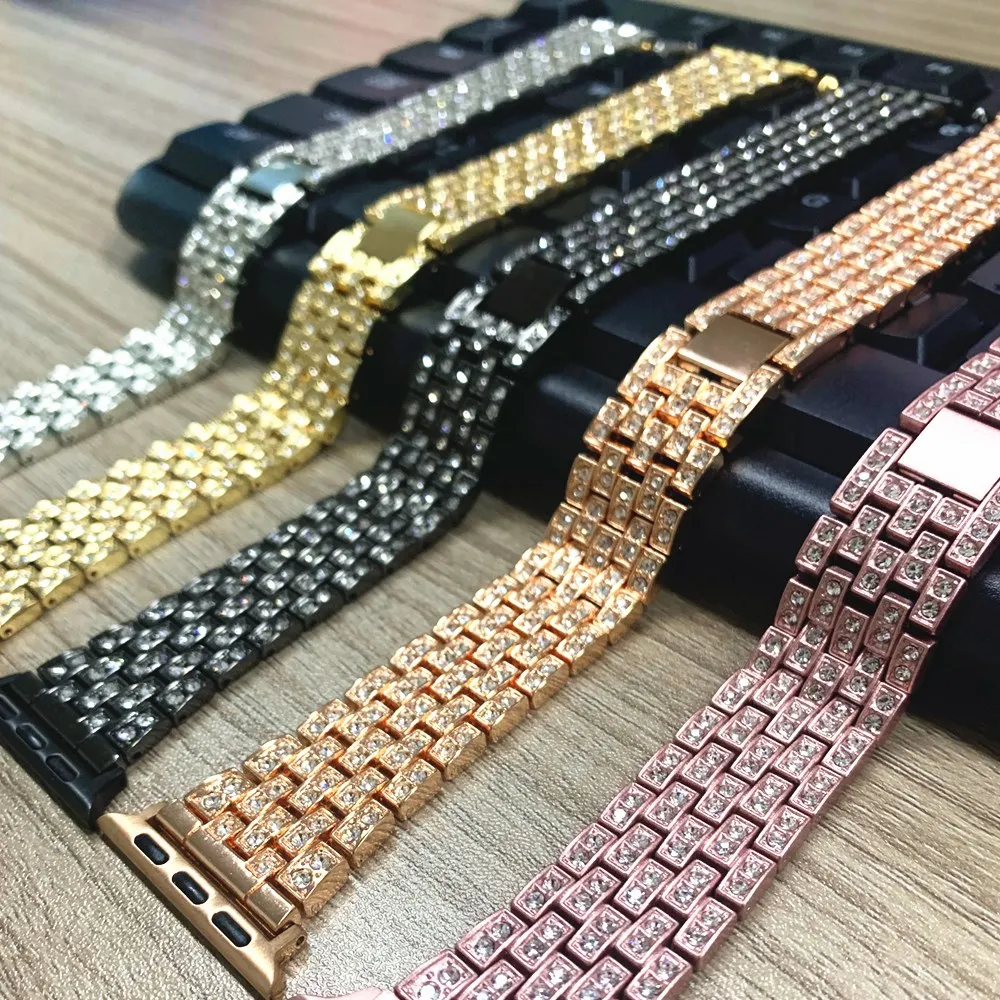 Ремешок изысканный для Apple Watch Band Series SE/6/5/4/3/2 модный браслет со стразами девочек и