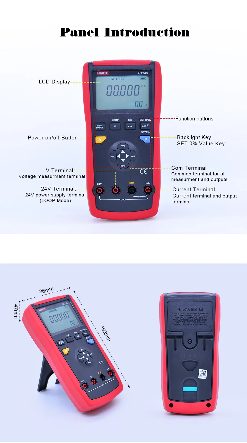 UNI-T UT705 однофункциональный калибратор петли калибратор процесс петля генератор сигналов для калибровки и ремонта петли