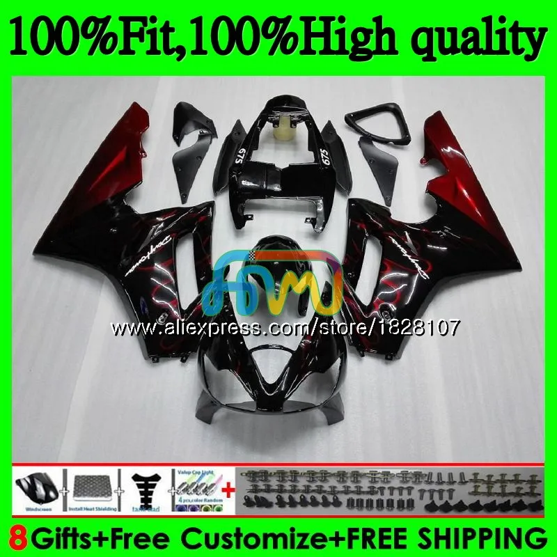 OEM литья под давлением для торжества Красный Пламя blk Daytona 675 09, 10, 11, 12, 82BS. 3Daytona-675 Daytona675 2009 2010 2011 2012 Полный обтекатели