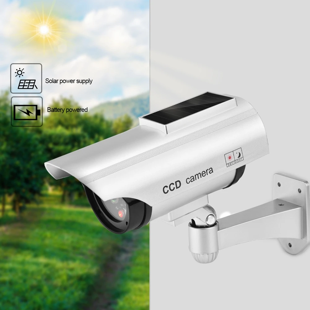 Солнечная энергия пустышка камеры водонепроницаемый CCTV безопасности Фальшивые Камеры с наклейка CCTV мигающий светодиодный свет