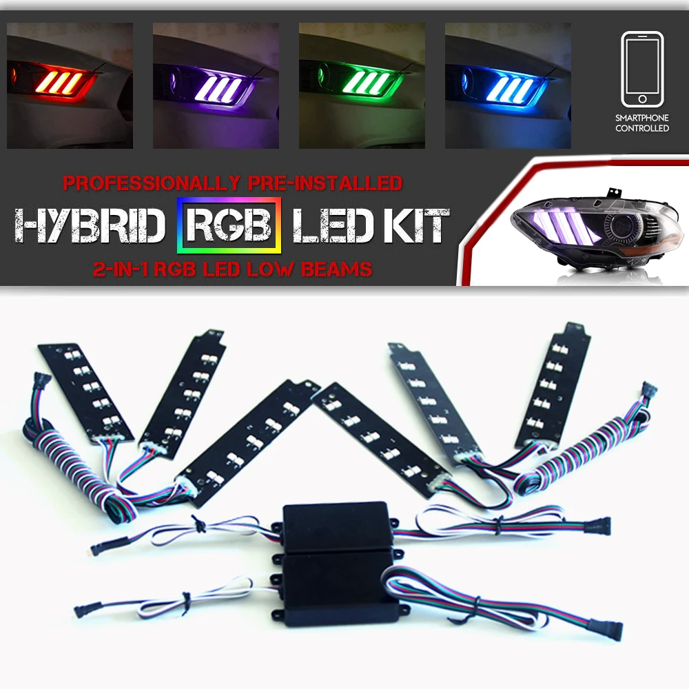 

6Pcs For Ford Mustang 2015 2006 2017 RGBW DRL LED Strip Board Lights Daytime Running Lights For Auto Accessories Lamp