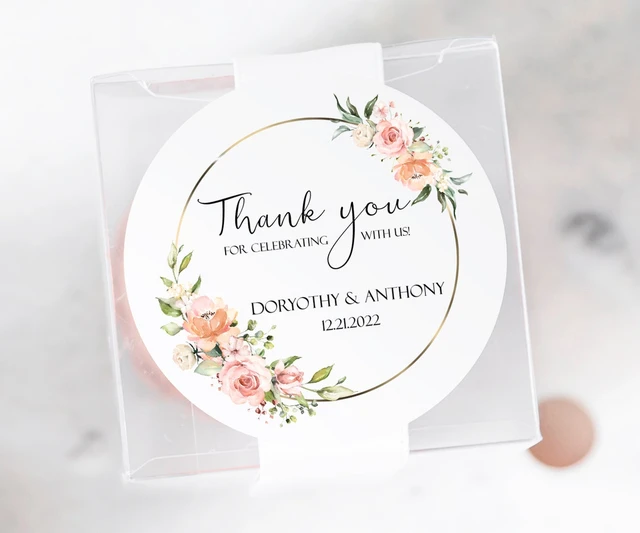 Floral Wedding Stickers for Favors, Custom Wedding Stickers for