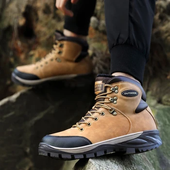 

Autumn and Winter Snow High-top work Boots High-top Men's Shoes Outdoor Hiking Waterproof Non-slip Boots Large Size
