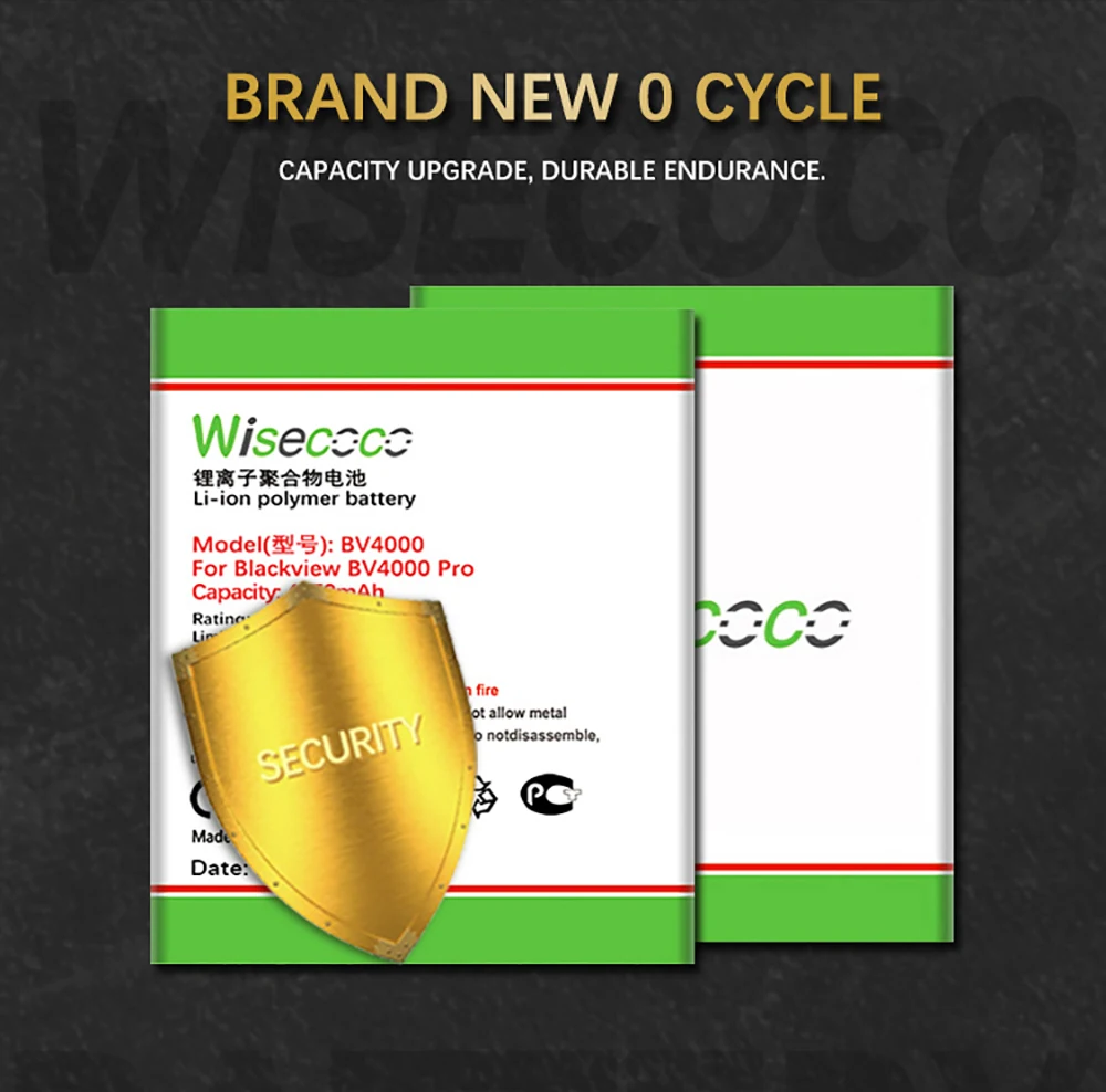 Wisecoco BV4000 2 шт. 4950 мАч продукт батарея для Blackview BV4000/BV 4000 Pro Высокое качество телефон замена батареи