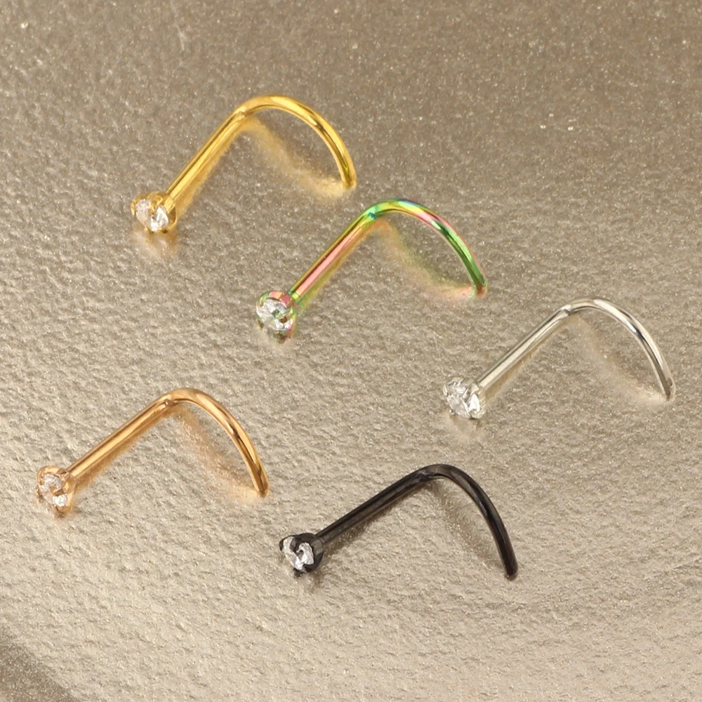 20G Nose Stud Set Nose Studs Cartilage Tragus Piercing Rose Ball Labret Jewelry Diamond CZ Nose Stud Rings Screw Cubic Zirconia