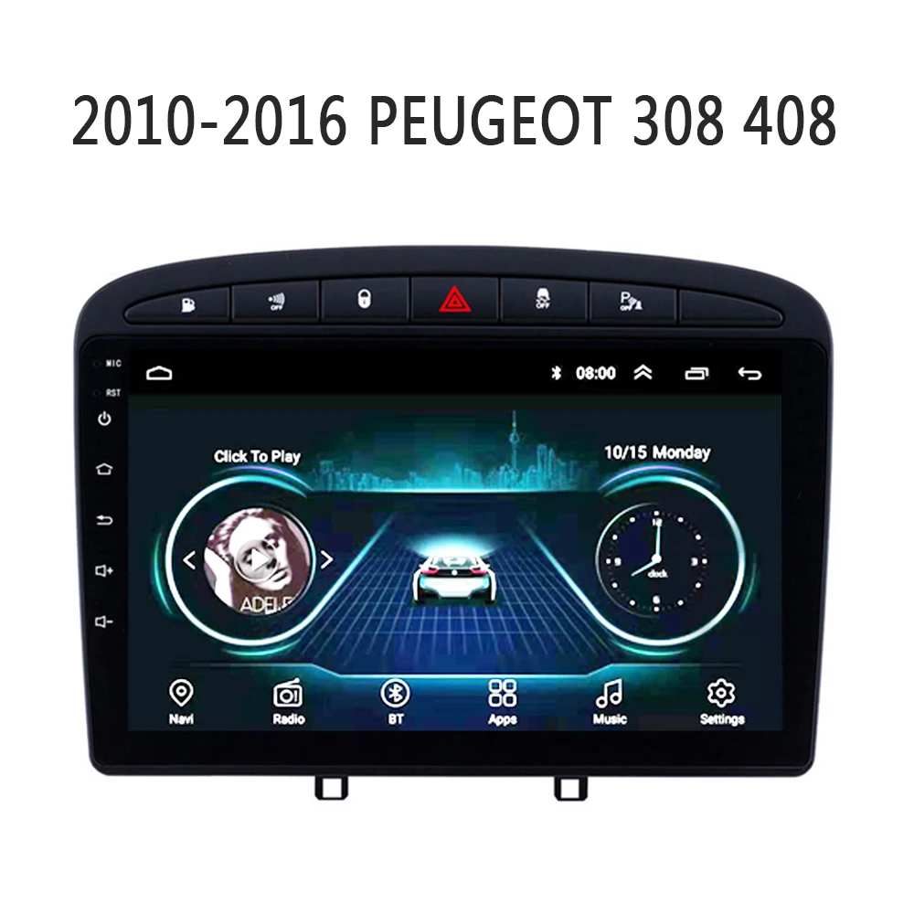 car radio for PEUGEOT 308 408 head unit 2010- multimedia system GPS support Carplay reverse camera SWC TV FM Android 8.1 9"