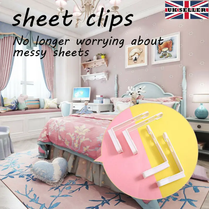 4pcs Bed Sheet Fastener Mattress Cover Gripper Clip Fastener Grip Peg Holder UK 