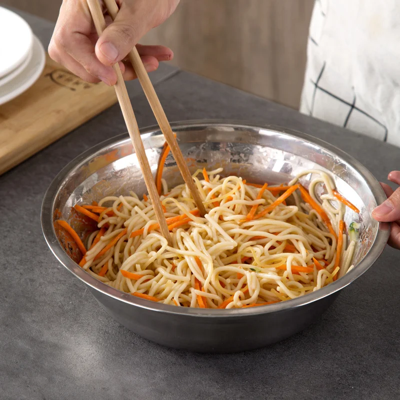 Круглая миска для супа из нержавеющей стали, дешевая Корейская кухонная посуда для завтрака, ужин, рамен, салат, для выпечки, миска, инструменты для приготовления пищи