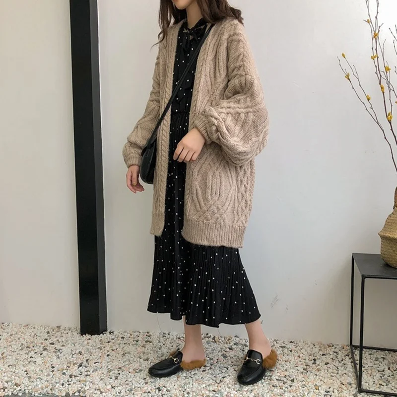 Осенний вязаный женский свитер, мода, Harajuku, Свободный теплый кардиган для женщин, для колледжа, Повседневный, с длинным рукавом, зимнее пальто, AA5198