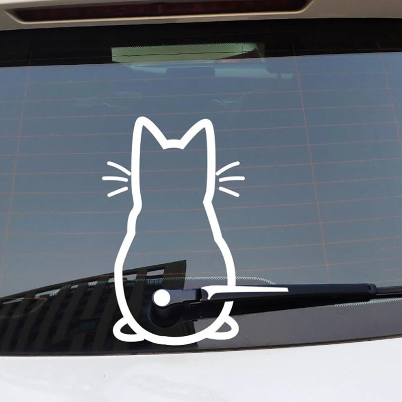 Kitty Cat Car Windshield Wiper Vinyl Art Sticker Decor Lovely Animal Cat Mural Art Decal For Car Window Loptop Decoration