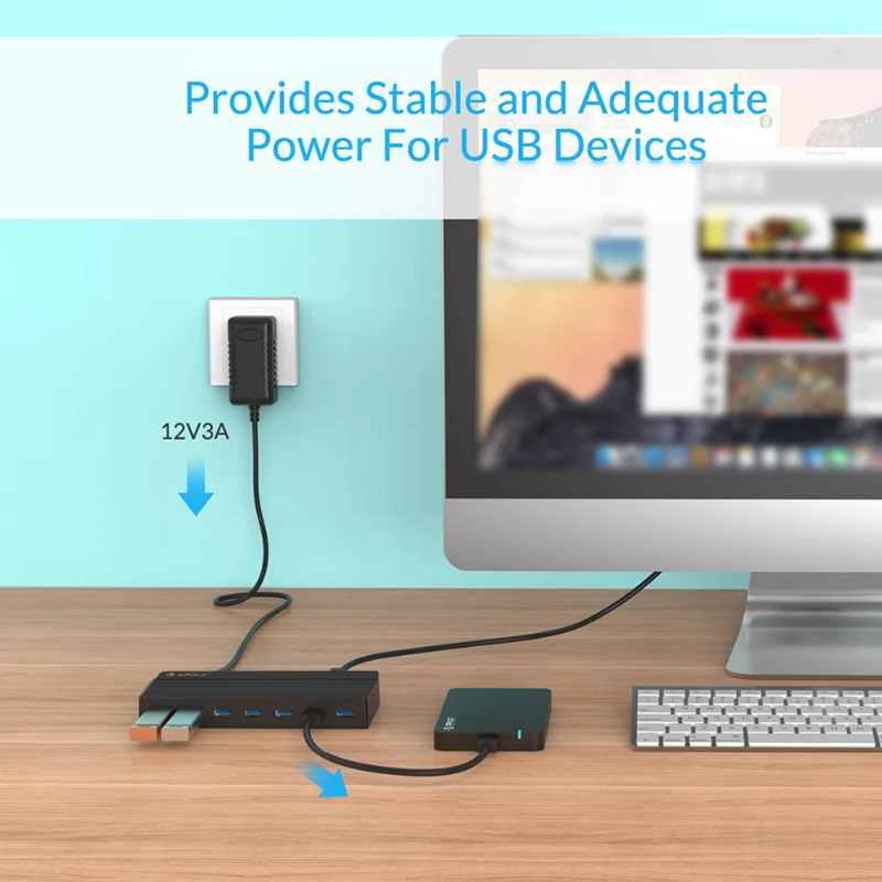 ORICO HUB USB 3.0 7 ports with 12V power adapter USB adapter OTG splitter for laptop accessories