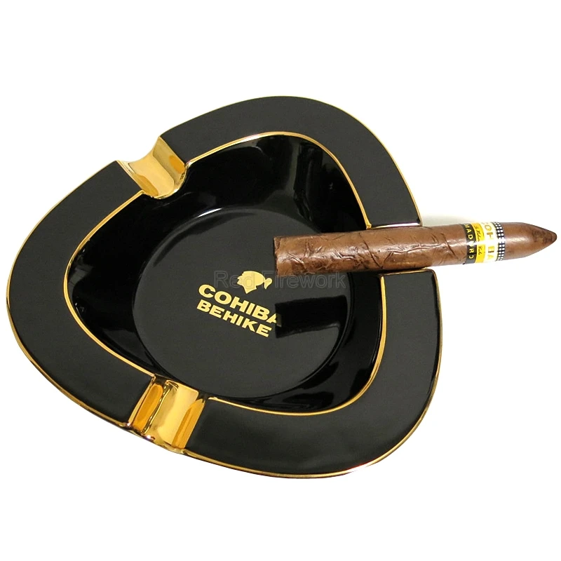 COHIBA 50th anniversary Edition керамическая тонкая черная фарфоровая пепельница 3 золы для сигар для дома Smkoing сигары держатель