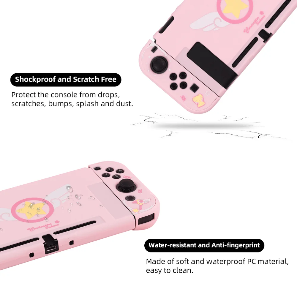 Чехол MONCON Pink Girl для Nintendo Switch с дополнительным защитным закаленным стеклом