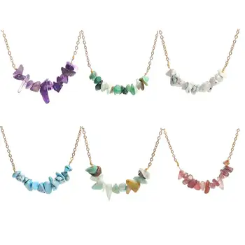 

Assorted Color Chip Stone Necklace Irregular Beads Chain Link with Choker Bracelets DIY Jewelry Making Accessory