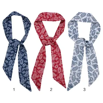 

Women Girls Hip Hop Satin Headwrap Retro Paisley Floral Print Handbag Handle Ribbons Cycling Sports Skinny Neckerchief Wristband