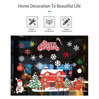 

Christmas Decorations Snowman Lovely Elk Electrostatic Sticker House Bedroom Amusing Polychromatic Wall Stickers