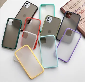 

200pcs Shockproof Phone Case For iPhone 11 Pro Max XR X XS Max 7 8 6 Plus Soft TPU Border Matte Back PC Candy Color Back Cover
