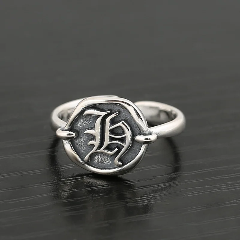 

S925 Silver Jewelry Thai Retro Gothic Letter Personality Men Women Open Ring free size