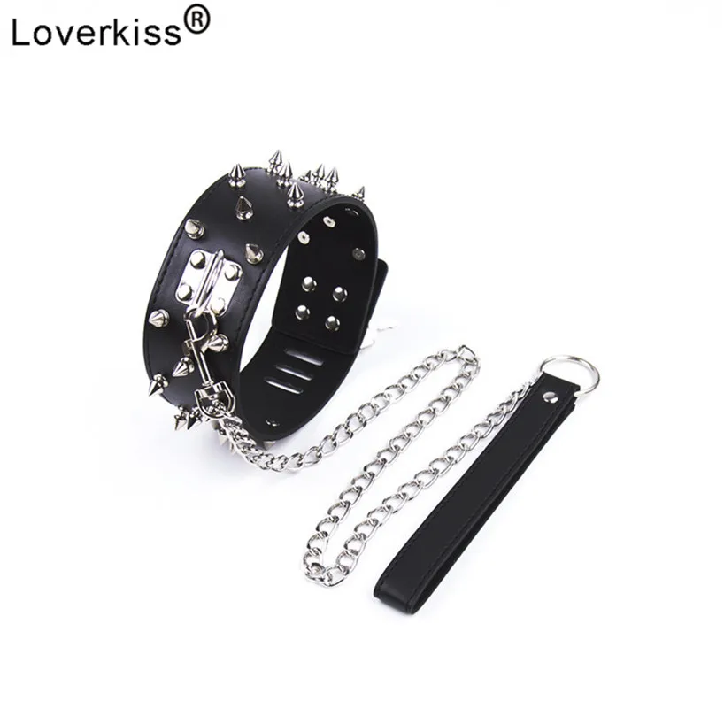 Loverkiss толстый ошейник из искусственной кожи БДСМ игрушки замок на шею бондаж