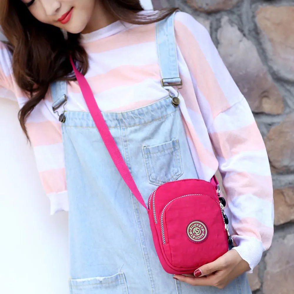 

Women's Fashion Solid Waterproof Nylon Printing Zipper Crossbody Shoulder Bags Girls casual lightweight Travel Bag #LL