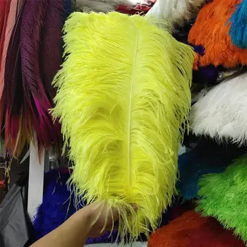 

Hot Sales 100pcs Fluorescent Yellow 22-24inches/55-60cm DIY jewelry Christmas Halloween Decoration Natural ostrich feathers