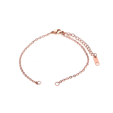 Stainless Steel Bracelets Findings Rose Gold Silver Color Adjustable 18cm Long For DIY Fashion Bracelet Jewelry, 1 Piece