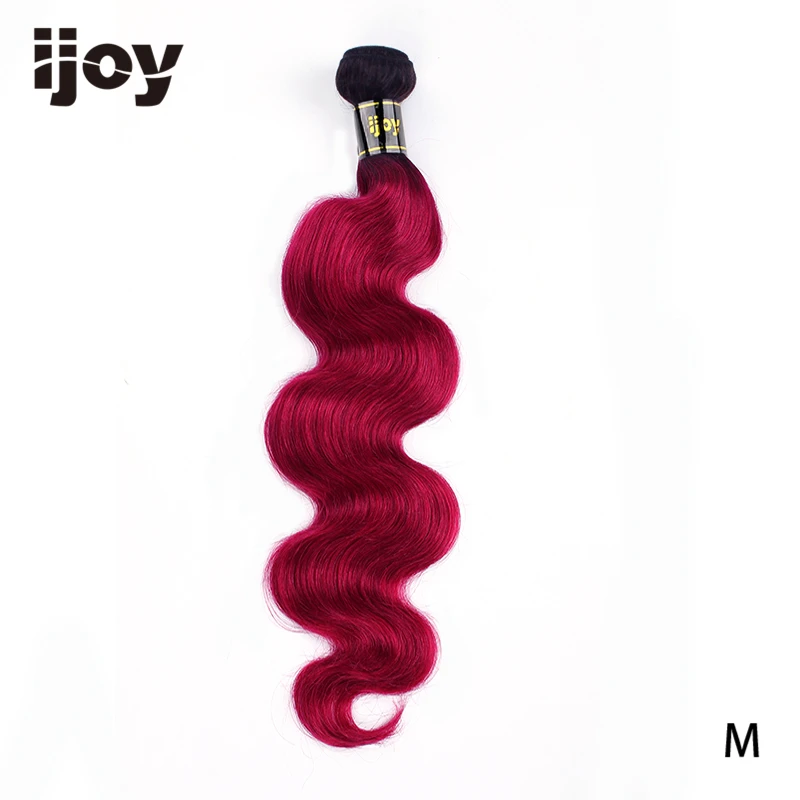 Омбре человеческие волосы объемная волна пряди пучок волос красный бордовый 99J пряди для тела "-26" бразильские волосы для наращивания не Реми IJOY - Цвет: T1B Burgundy Red