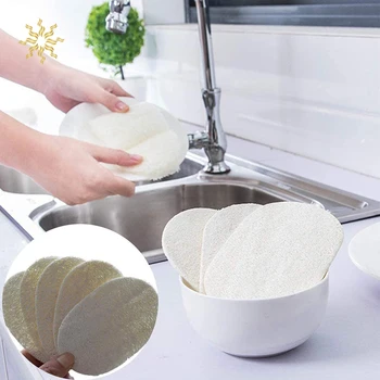 

Natural Loofah Dishwashing Cloth Scrub Pad Dish Bowl Pot Easy To Clean Scrubber Sponge Kitchen Clean Brushes Scrub Pad