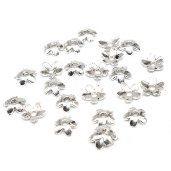 

Wholesale Lots Bulk 6mm 100/200pcs Silver Plated Small Flower Spacer Beads Zinc Alloy Glossy End Caps Pattern Bead Caps