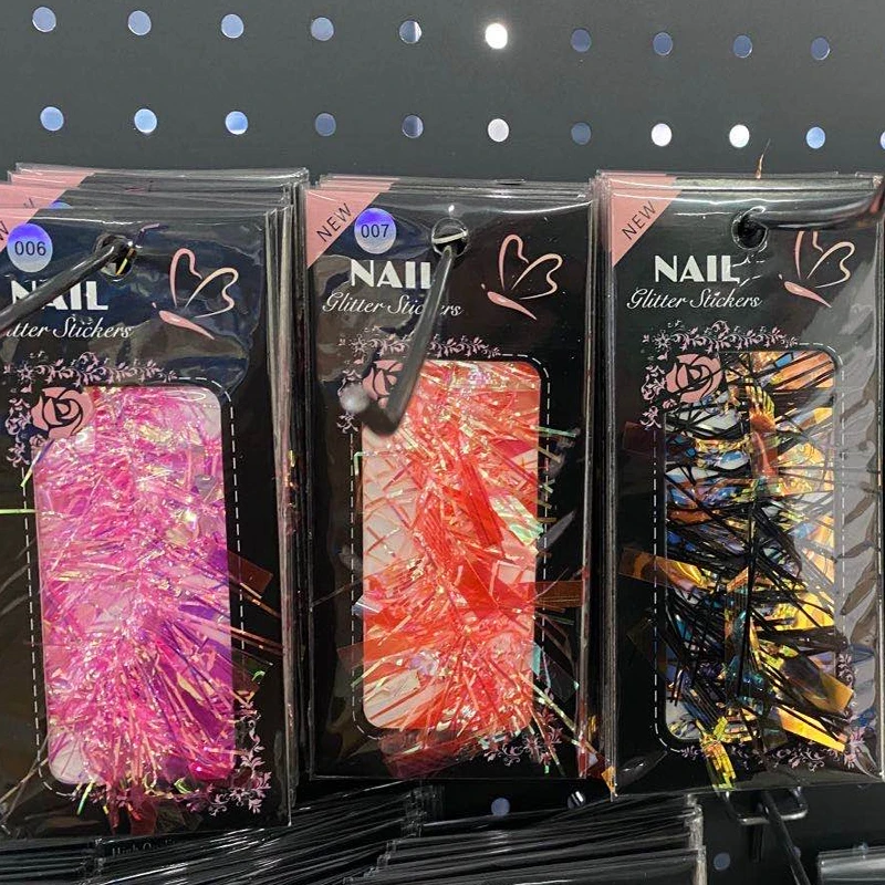 

1pc Sparkly Nail Glass Paper Sticker Gradient Aurora Transfer Foil Mirror Effect Wrapped Decals Holo Nail Art 3D Foil Stickers