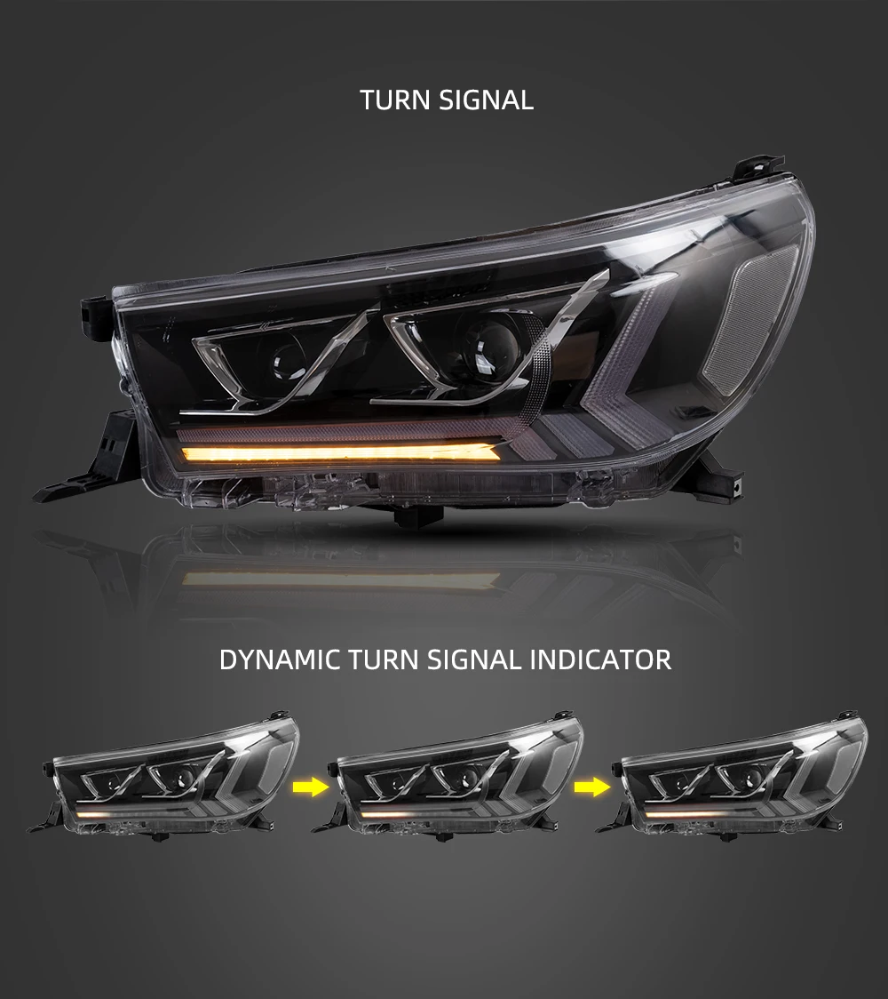 VLAND factory для автомобильных фар Hilux светодиодный налобный фонарь с динамическим указателем поворота+ plug and play
