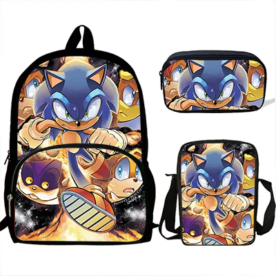 J9095 Sonic рюкзак с принтом «ЁЖ», детский рюкзак, школьная сумка, Mochila, для мальчиков/девочек, повседневный наплечный набор, карандаш, на заказ - Цвет: J9095