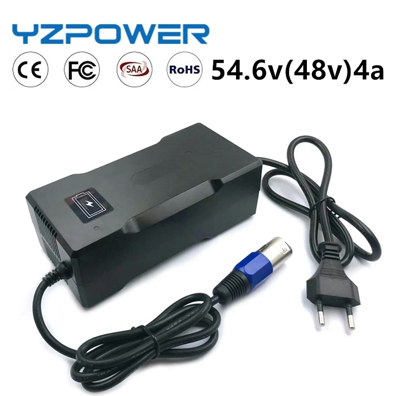 YZPOWER CE ROHS 54.6V 4A Smart Lithium Battery Charger For 13S 48V Lipo Li-ion Battery Electric Bike Power Tool With Cooling Fan