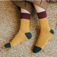 5 шт., теплые носки для женщин и взрослых, модные Лоскутные хлопковые уличные носки средней длины без пятки, chaussette femme hiver# y3