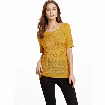 

summer women's hollow out sweaters 2019 new Fashionshort-sleeved Pullovers Loose thin Female tops clothing