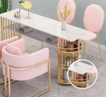 

High-end light luxury manicure table net red double marble countertop manicure table table and chair set combination