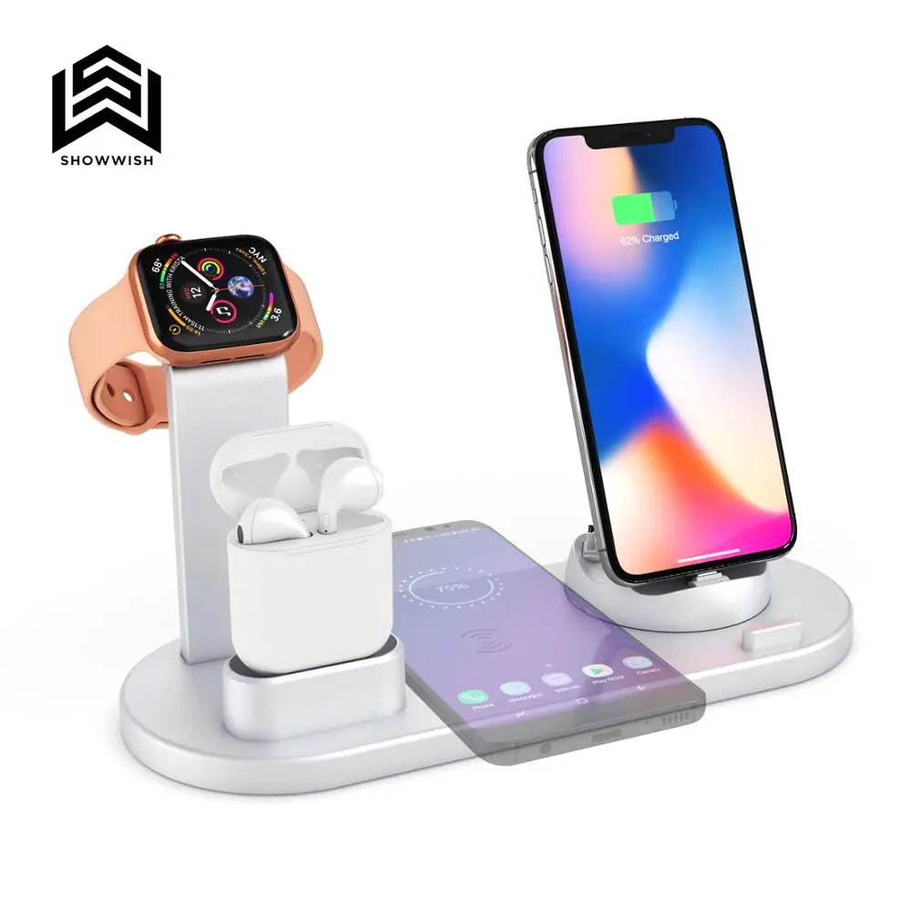 

Wireless Charger 4 in 1 Wireless Charging Dock Compatible for Apple Watch for Airpods Charging Station Qi Fast Wireless Charger