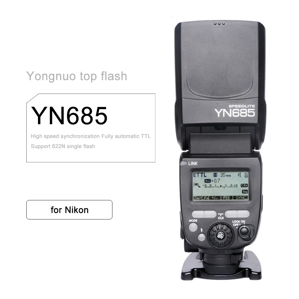 Nikon YONGNUO YN685 N/C Flash HSS 2.4G GN60 Wireless Master/Slave Speedlite TTL Speedlight for Canon Nikon Camera 5D4 60D 70D D600 D80 - Цвет: Nikon