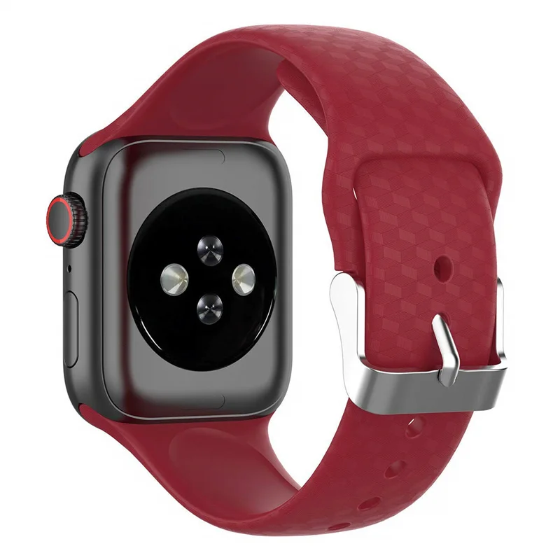red 3D текстурный ремешок для Apple watch 5 ремешок 44 мм 40 мм iwatch 38 мм 42 мм спортивный силиконовый ремешок для часов Браслет Apple watch 4 3 2 1 44 - Цвет ремешка: red