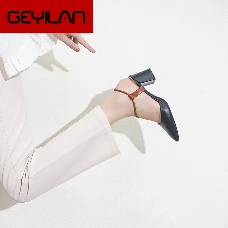 

2019 new summer Baotou sandals female Fairy style Mid-heeled shoes Wild Pointy women's shoes with high heels