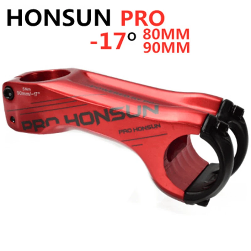 HONSUN PRO велосипедный стержень 17 градусов 31,8*90 мм высокопрочный MTB дорожный велосипед алюминиевый сплав стержень для XC/AM Запчасти для горного велосипеда