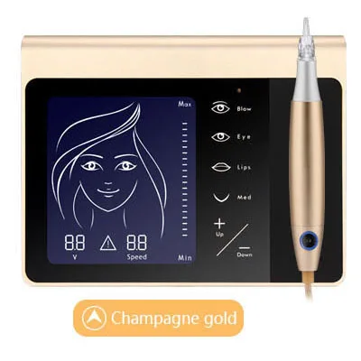 Golden Charmer Princesse Перманентная тату машинка для макияжа глаз бровей губ Вращающаяся ручка MTS PMU система с 50 шт Neeldes - Цвет: Golden