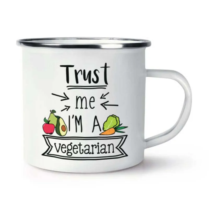 Пользовательское имя из нержавеющей стали походная кофейная кружка Trust Me I'm Shopaholic эмалированная Кружка Чашка на день рождения Рождество на открытом воздухе металлическая глянцевая