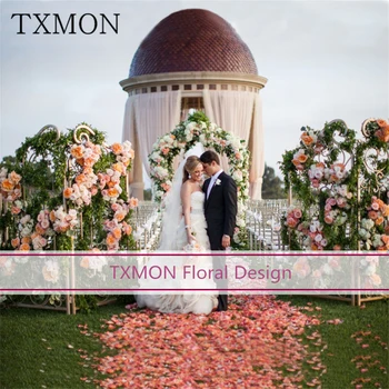 

TXMON High-end Artificial Row Flowers Wedding T Stage Arch Road Guide Table Flower Decoration silk Rose Hydrangea Wedding Layout